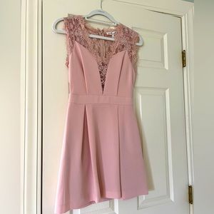 BCBGeneration Pale Pink Dress with Lace Embroidery